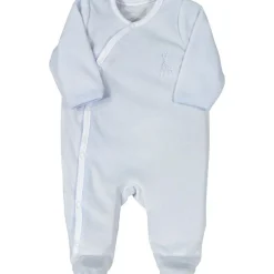 Trois Kilos Sept Pyjama croisé en velours bleu Sophie la girafe (naissance)