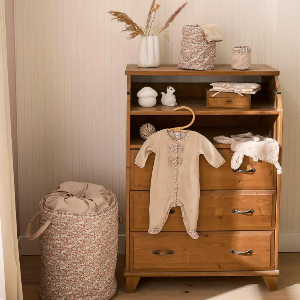 Best Pyjama hiver en velours beige et nœuds liberty (1 mois) Pyjama