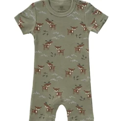 Clearance Pyjama léger en coton bio Deer olive (0-3 mois : 50 à 60 cm) Pyjama