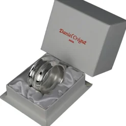 Rond de serviette Godron en métal argenté + coffret (personnalisable) Rond De Serviette