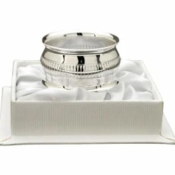 Rond de serviette Godron en métal argenté + coffret (personnalisable) Rond De Serviette