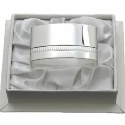 New Rond de serviette Lien Godron personnalisable (métal argenté) dans son coffret Rond De Serviette