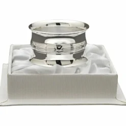 Hot Rond de serviette Louis XVI en métal argenté + coffret (personnalisable) Rond De Serviette