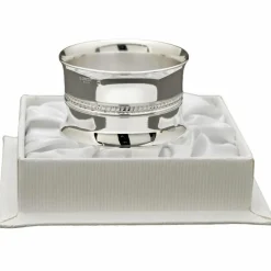 Daniel Crégut Rond de serviette Perles tressées personnalisable (métal argenté) dans son coffret