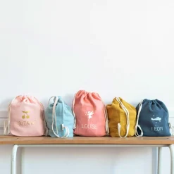 Les Griottes Sac à dos à ficelles bleu pétrole (personnalisable)