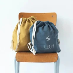 Les Griottes Sac à dos à ficelles jaune moutarde (personnalisable)