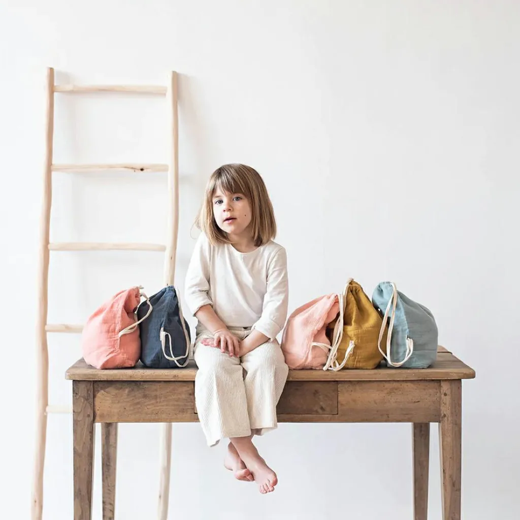 Les Griottes Sac à dos à ficelles jaune moutarde (personnalisable)