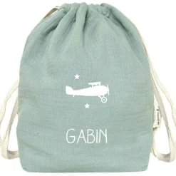 Sac à dos à ficelles vert amande (personnalisable) Sac À Ficelles