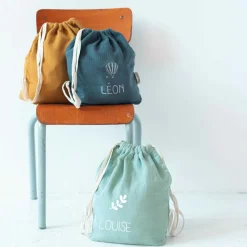 Sac à dos à ficelles vert amande (personnalisable) Sac À Ficelles