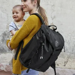Lässig Sac à dos à langer en polyester recyclé noir Outdoor Green Label