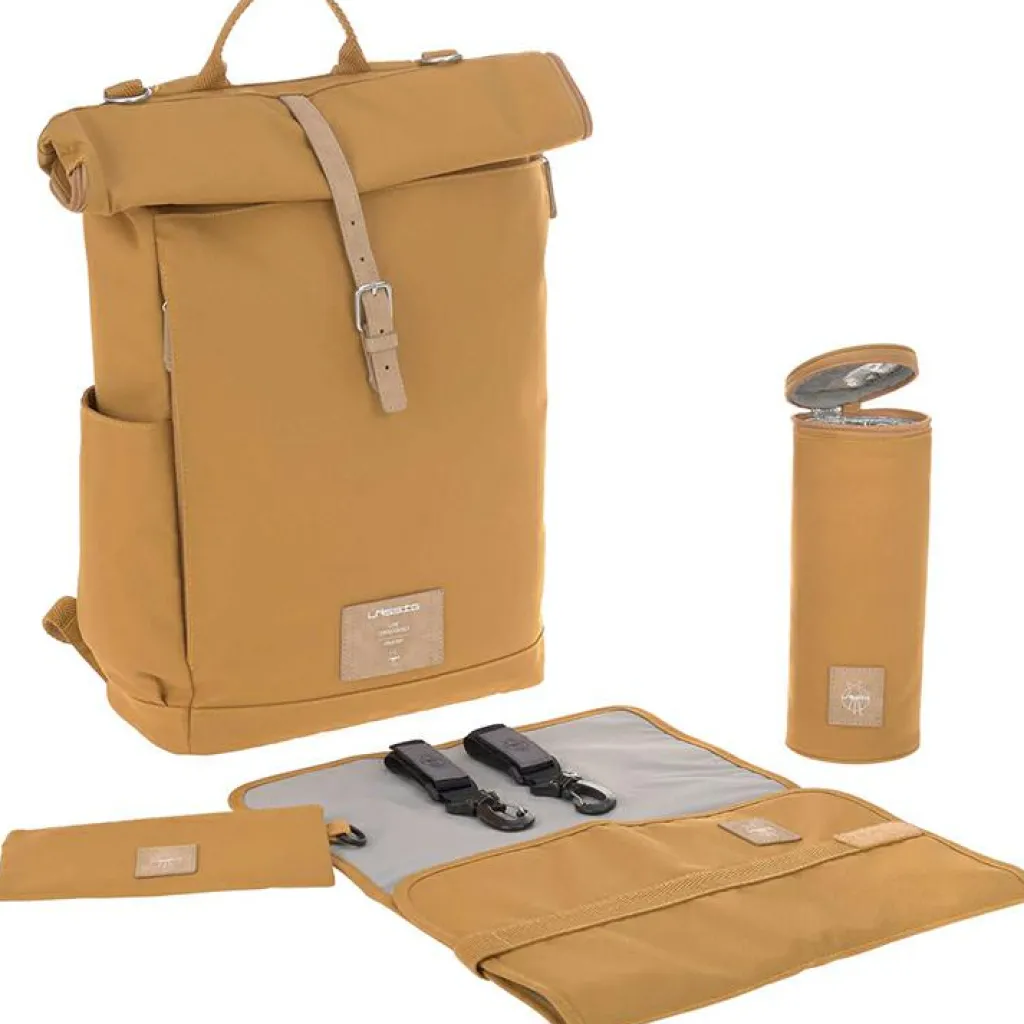 Lässig Sac à dos à langer en polyester recyclé Green label Rolltop curry