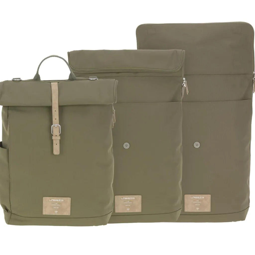 Online Sac à dos à langer en polyester recyclé Green label Rolltop olive Sac À Dos À Langer