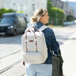 Childhome Sac à dos à langer Family club signature blanc cassé