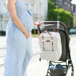 Childhome Sac à dos à langer Family club signature blanc cassé