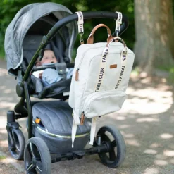 Childhome Sac à dos à langer Family club signature blanc cassé
