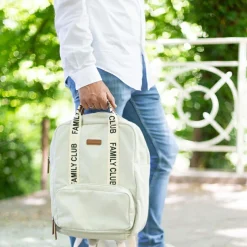 Childhome Sac à dos à langer Family club signature blanc cassé