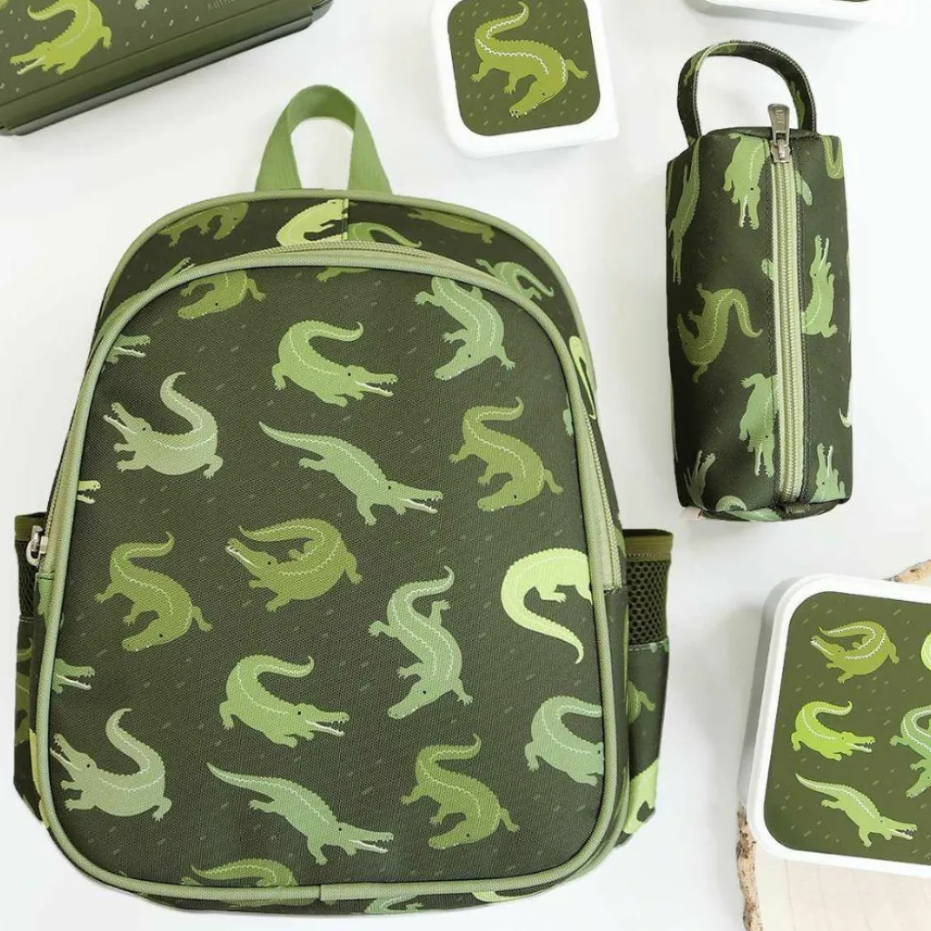 Enfant A Little Lovely Company Sac à dos avec poche isotherme Crocodiles