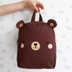 A Little Lovely Company Sac à dos bébé marron Ours