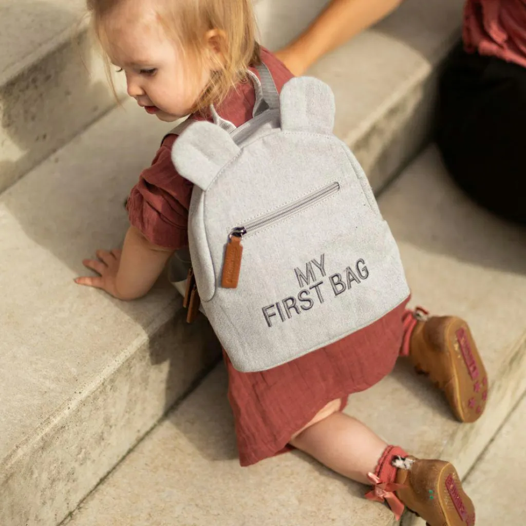 Childhome Sac à dos bébé My first bag canvas gris (24 cm)