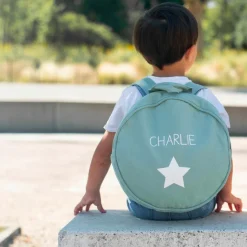 Les Griottes Sac à dos enfant vert amande (personnalisable)