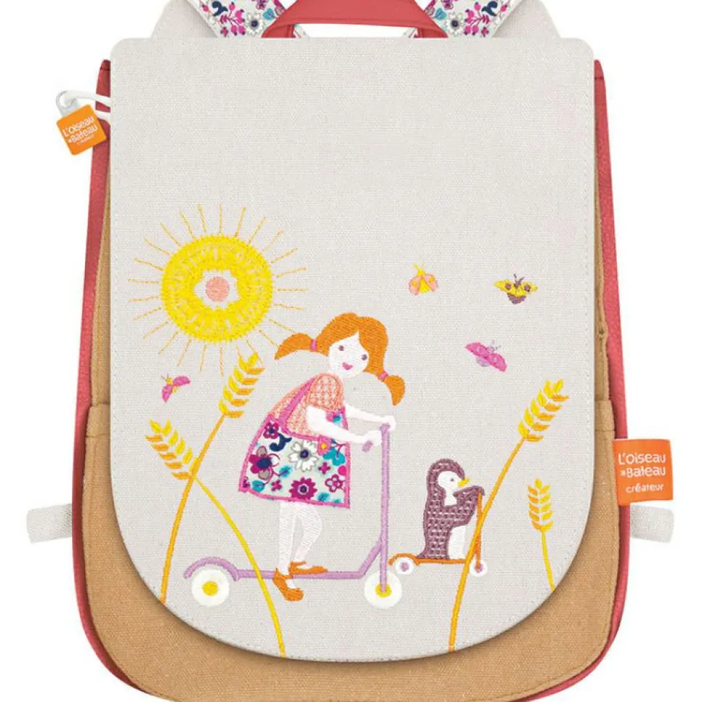 Enfant L'oiseau bateau Sac à dos La fille et la trottinette (personnalisable)