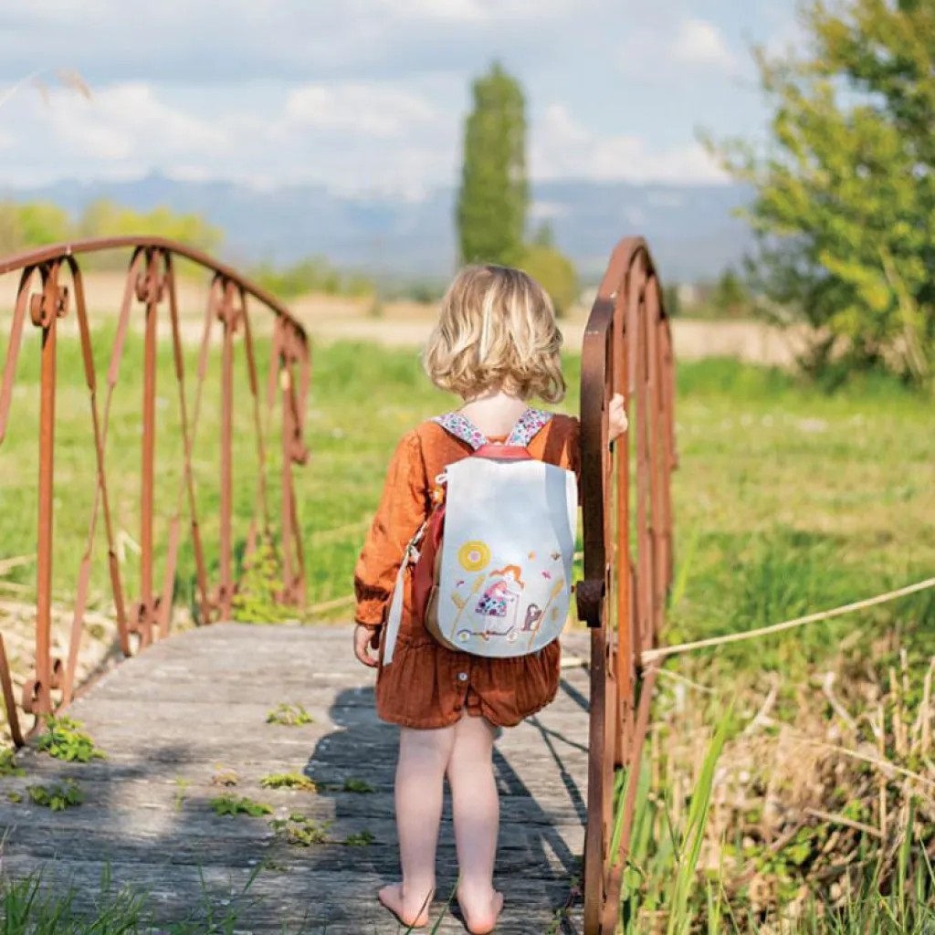 Enfant L'oiseau bateau Sac à dos La fille et la trottinette (personnalisable)