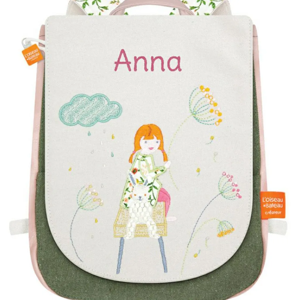 Enfant L'oiseau bateau Sac à dos La fille et le lapin (personnalisable)