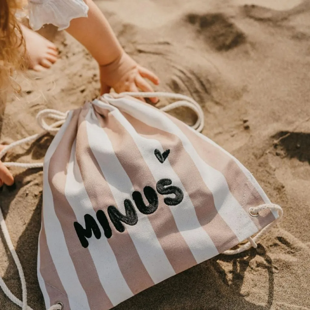 Zakuw Sac à ficelles enfant rayures rose