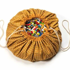 Play&Go Sac à jouets 2 en 1 Noomad Original Organic Grid Mustard