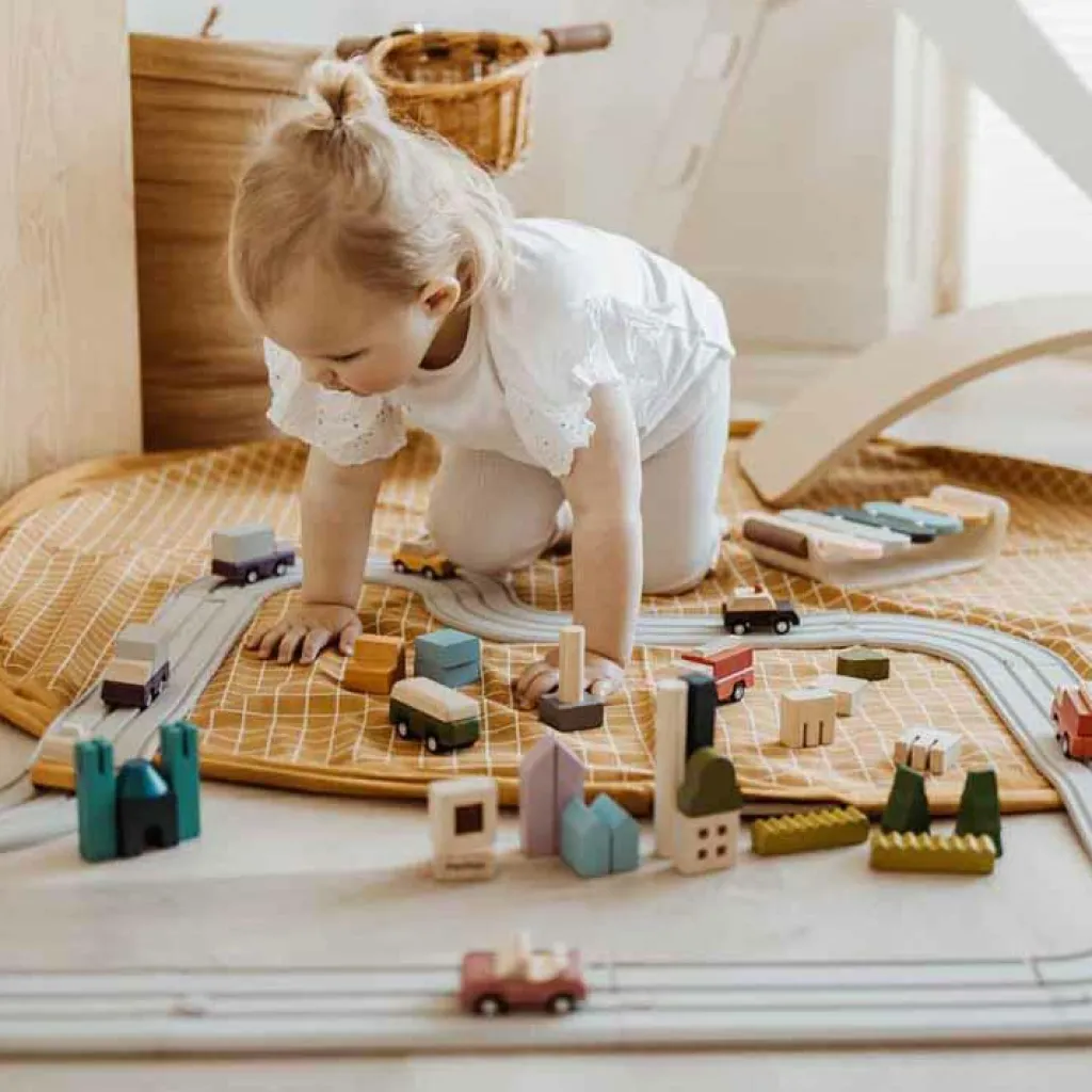 Play&Go Sac à jouets 2 en 1 Noomad Original Organic Grid Mustard