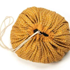 Play&Go Sac à jouets 2 en 1 Noomad Original Organic Grid Mustard
