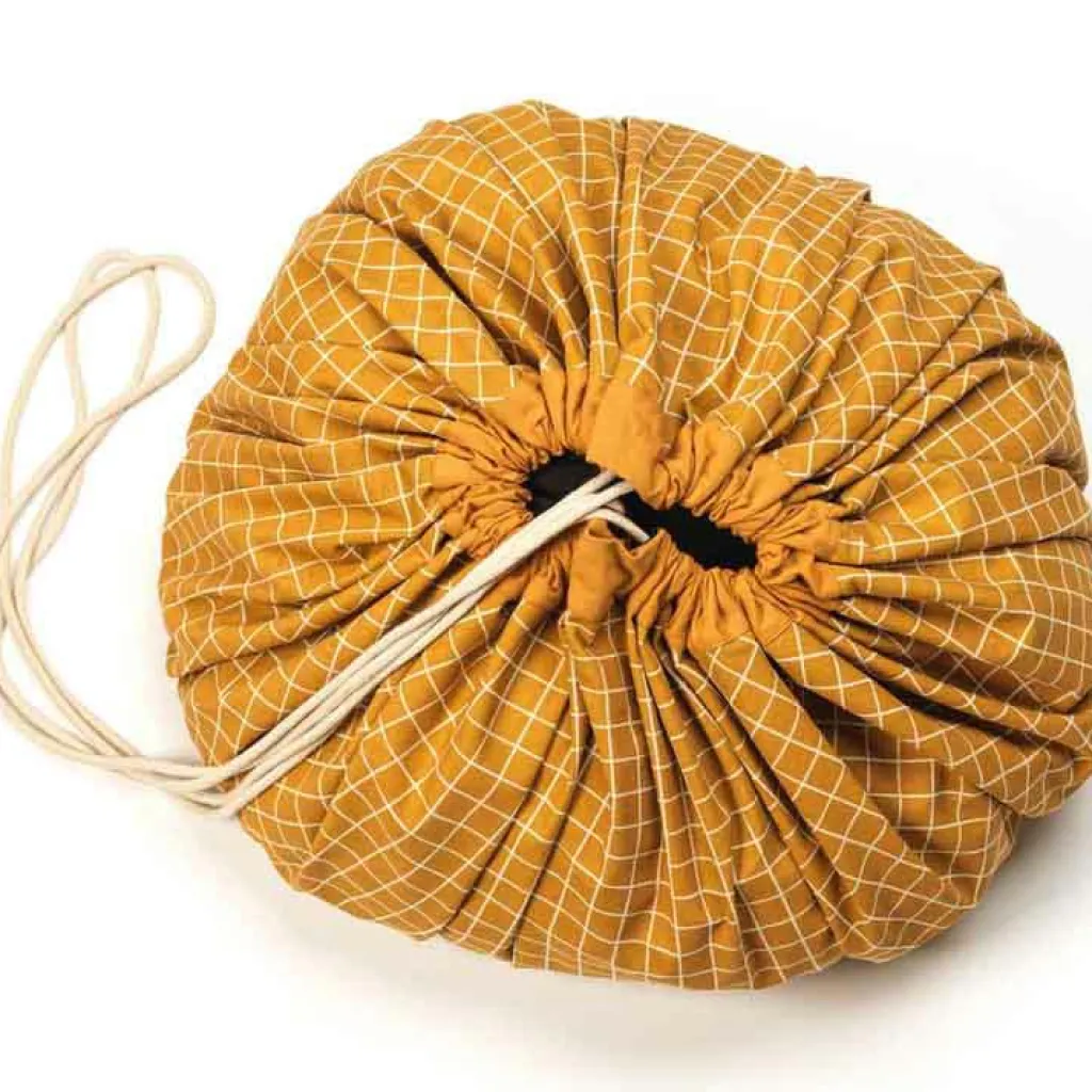 Play&Go Sac à jouets 2 en 1 Noomad Original Organic Grid Mustard