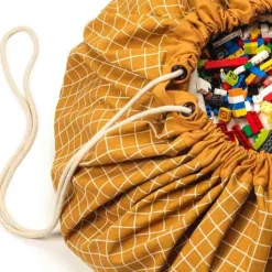 Play&Go Sac à jouets 2 en 1 Noomad Original Organic Grid Mustard