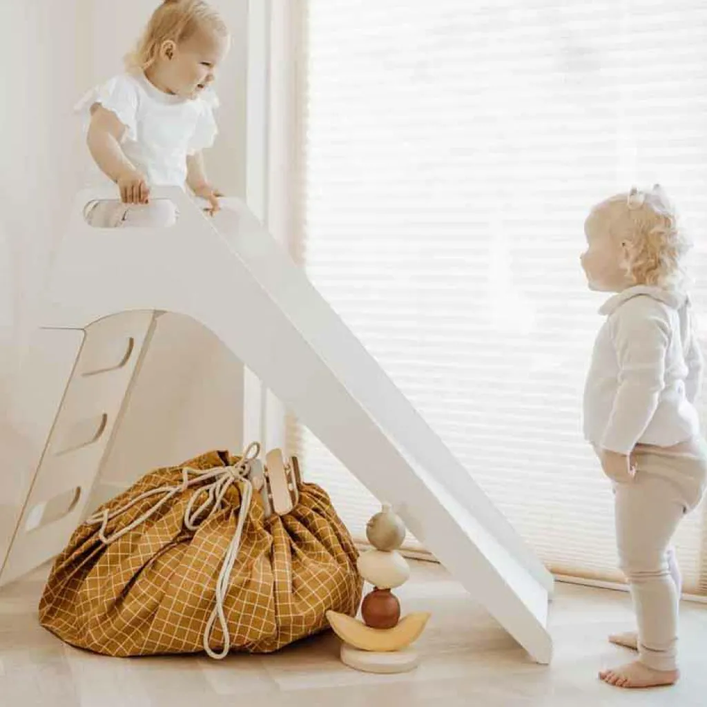 Play&Go Sac à jouets 2 en 1 Noomad Original Organic Grid Mustard