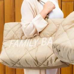 Childhome Sac à langer à anses Family bag matelassé beige