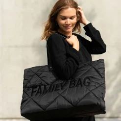 Sale Sac à langer à anses Family bag matelassé noir Sac À Langer À Anses