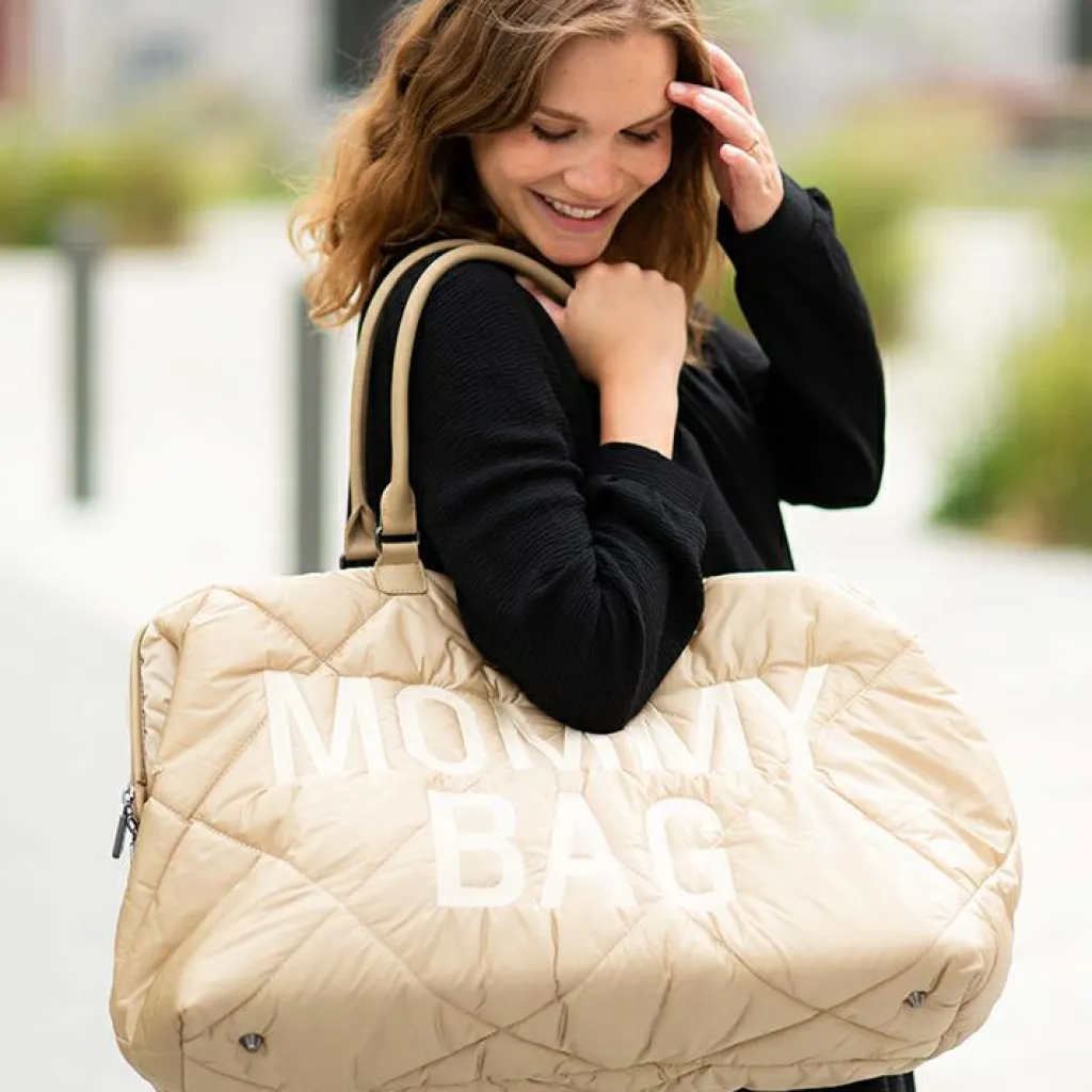 Discount Sac à langer à anses Mommy bag matelassé beige Sac À Langer À Anses