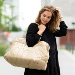 Discount Sac à langer à anses Mommy bag matelassé beige Sac À Langer À Anses