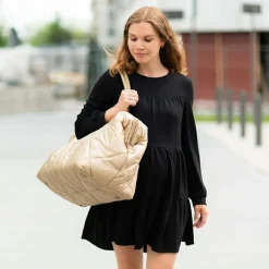 Discount Sac à langer à anses Mommy bag matelassé beige Sac À Langer À Anses