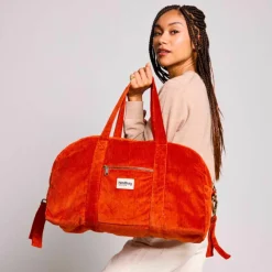 Discount Sac à langer Basile Velours Brique Sac À Langer À Anses