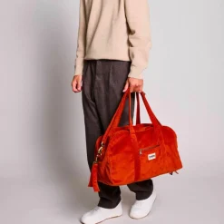 Discount Sac à langer Basile Velours Brique Sac À Langer À Anses