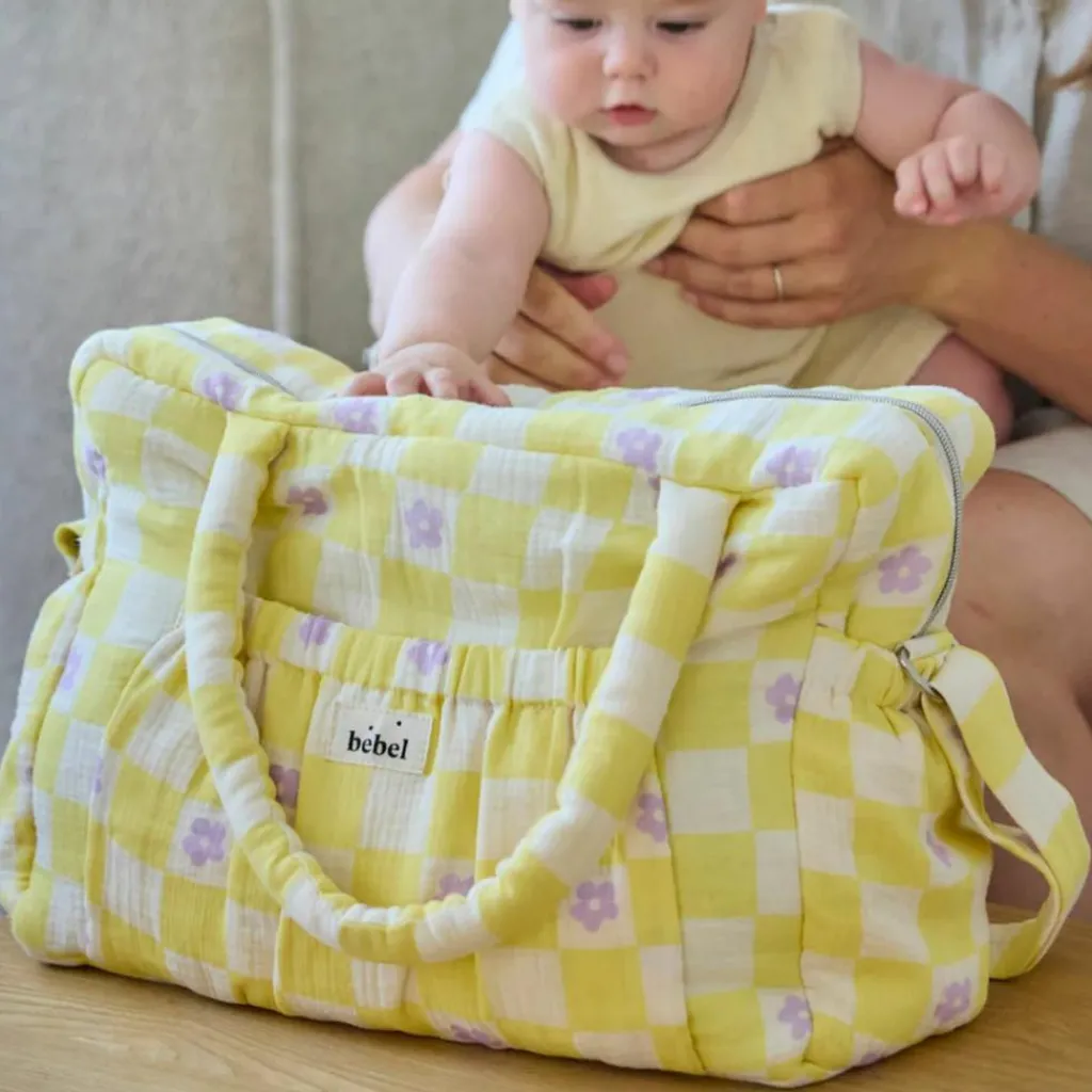 New Sac à langer Comme un bonbon Romy damier jaune Sac À Langer À Anses