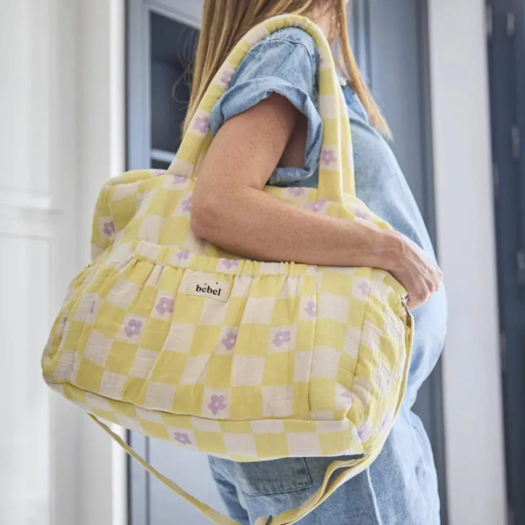 New Sac à langer Comme un bonbon Romy damier jaune Sac À Langer À Anses
