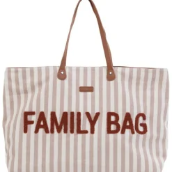 Childhome Sac à langer Family Bag rayures nude-terracotta