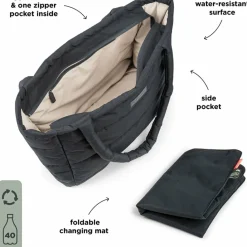 Done by Deer Sac à langer matelassé Noir