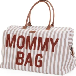 Hot Sac à langer Mommy Bag rayures nude-terracotta Sac À Langer À Anses