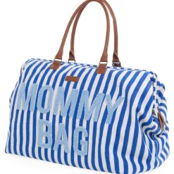 Childhome Sac à langer Mommy Bag rayures bleu électrique-bleu clair
