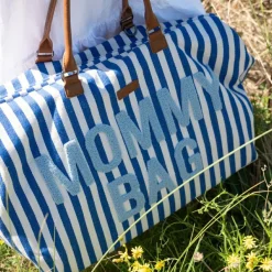 Childhome Sac à langer Mommy Bag rayures bleu électrique-bleu clair