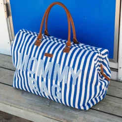 Childhome Sac à langer Mommy Bag rayures bleu électrique-bleu clair