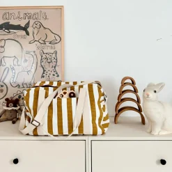 Rose in April Sac à langer Raphaël rayé écru-caramel